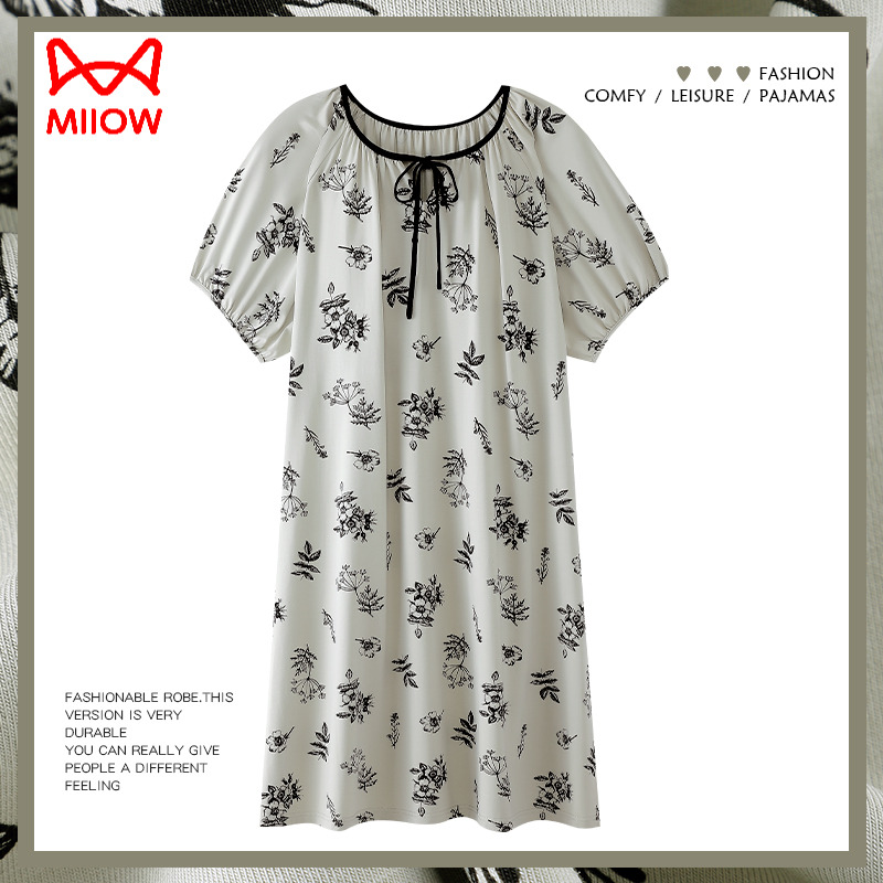 猫人女士纯棉睡裙夏季家居服