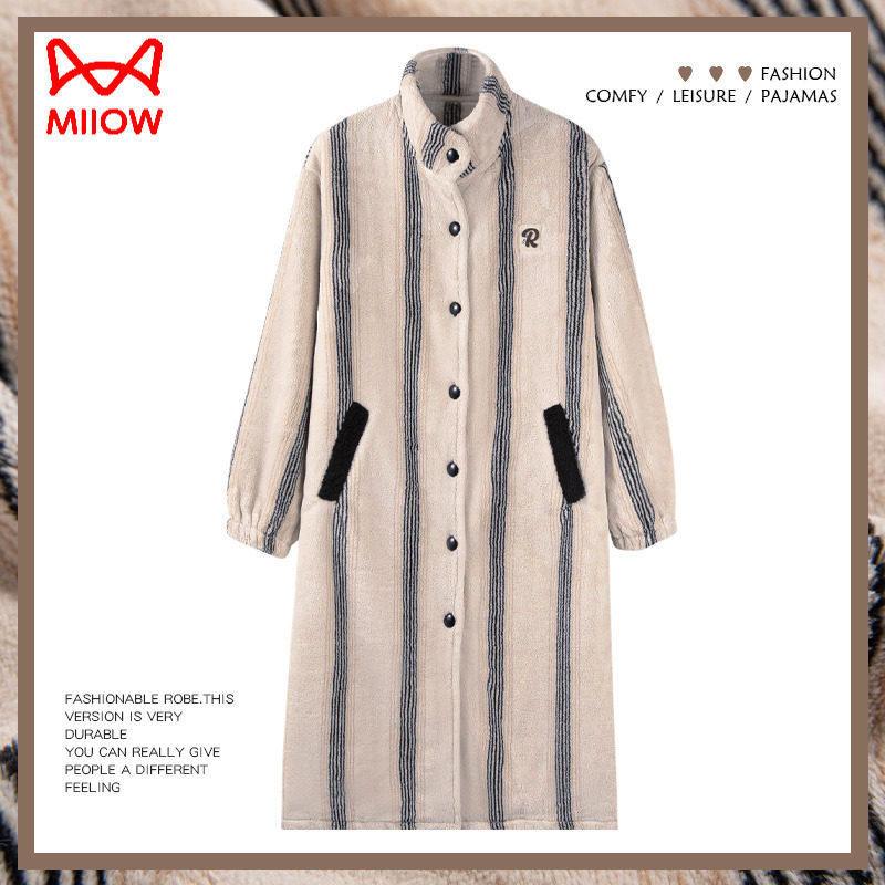 猫人睡袍女士睡衣冬季珊瑚绒加厚加绒睡裙秋冬法兰绒浴袍长裙,女士内衣/男士内衣/家居服,睡袍/浴袍,淘宝优惠券,粉丝福利购,淘宝优惠卷