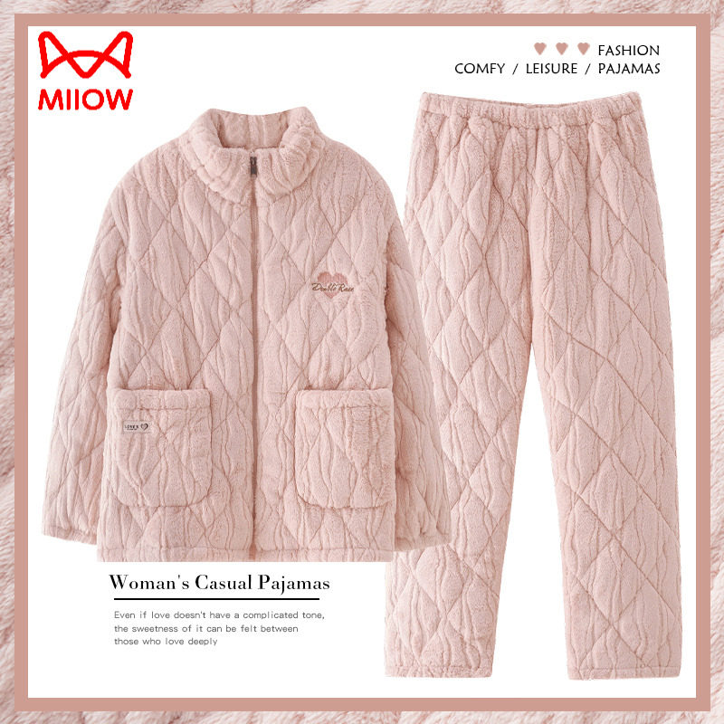 猫人睡衣女冬季三层加厚加绒珊瑚绒夹棉袄法兰绒可外穿家居服,女士内衣/男士内衣/家居服,睡衣/家居服套装,淘宝优惠券,粉丝福利购,淘宝优惠卷