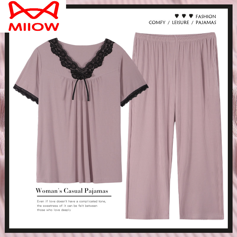 猫人薄款七分裤女莫代尔睡衣