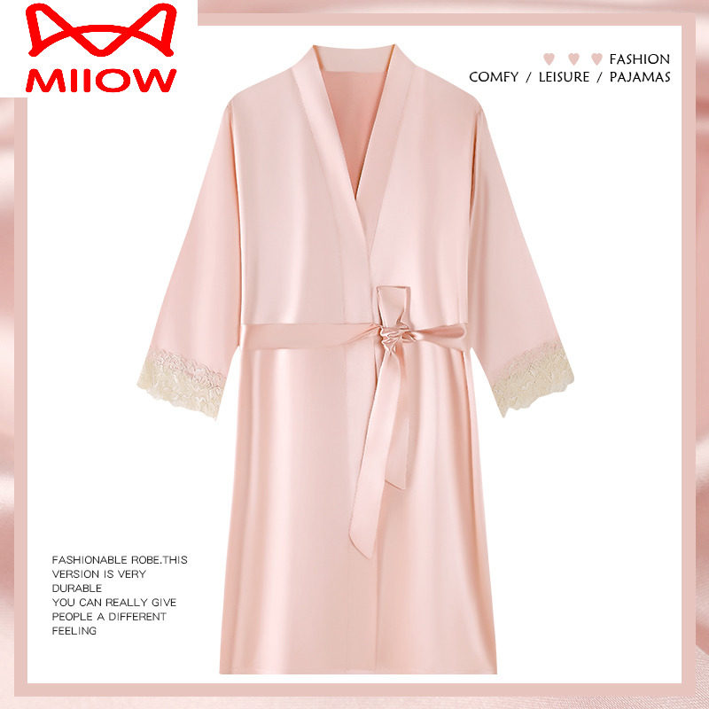猫人女士睡衣睡袍春夏冰丝薄款丝绸七分袖长款浴袍晨袍家居服,女士内衣/男士内衣/家居服,睡袍/浴袍,淘宝优惠券,粉丝福利购,淘宝优惠卷