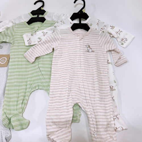 little me婴儿连体衣婴幼儿秋季纯棉百天宝宝新生儿衣服满月爬服