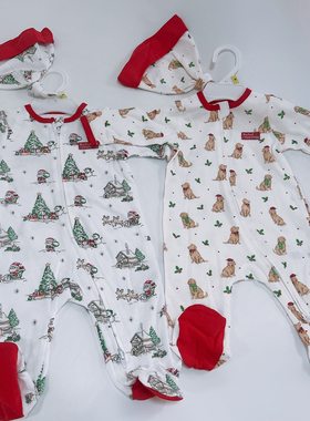 出口美国little me圣诞系列婴儿连体衣爬服哈衣男女宝宝纯棉衣服