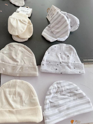 出口美国婴儿春秋纯棉新生儿 帽子宝宝胎帽婴儿纯棉防抓手套手袜