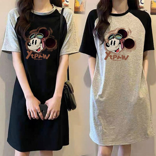 孕妇夏装连衣裙时尚不显怀短袖上衣宽松t恤裙小个子夏季2025新款