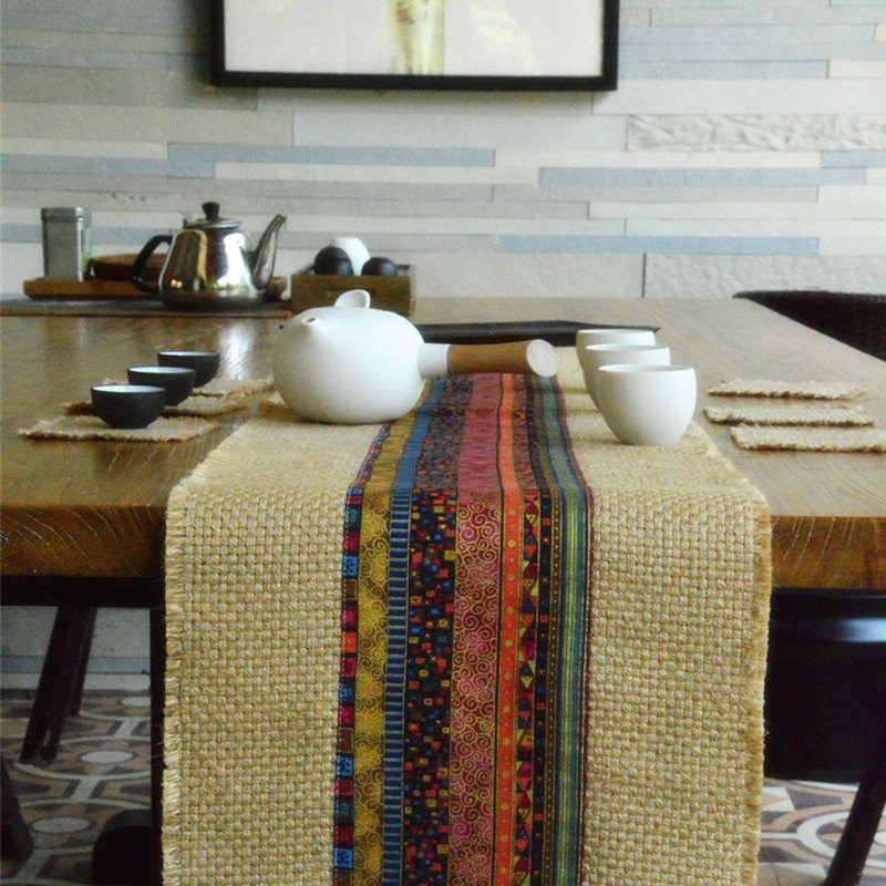 手工编织茶席桌旗粗麻亚麻布艺茶旗简约桌布长条日式乡村加厚复古,居家布艺,桌旗,淘宝优惠券,粉丝福利购,淘宝优惠卷