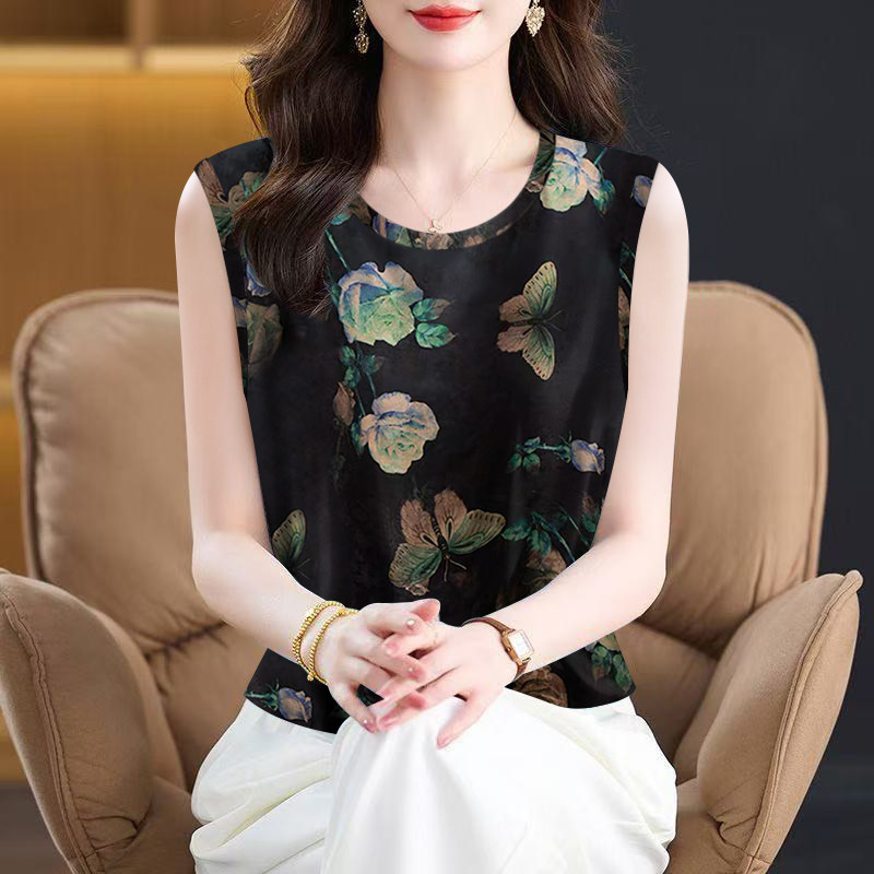 限购一件~高档印花剪标女装短袖2026新款夏季遮肚无袖背心女上衣