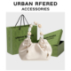 软皮褶皱云朵手提水桶包女2025新款 URBAN RFERED高级感时尚 斜挎包