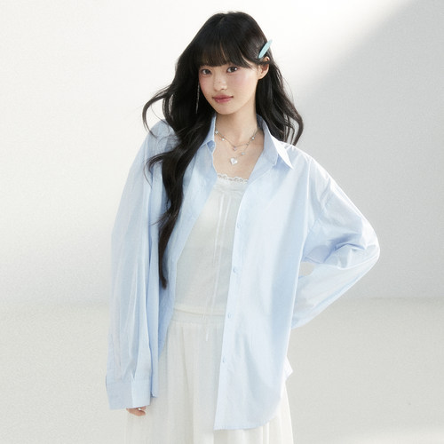 King Prince芝芝桃桃海盐风衬衫女春夏防晒宽松长袖衬衣港味上衣