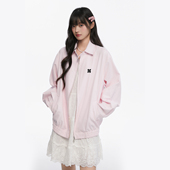 King Prince简约通勤粉色休闲百搭翻领衬衫 夹克潮流拉链外套上衣