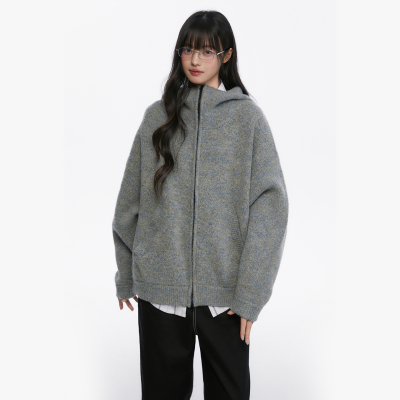 King Prince学院风高级感宽松针织连帽开衫上衣男女同款百搭外套