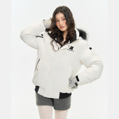 冬季 King Prince黑白撞色滑雪派克棉服情侣款 加厚潮流外套棉衣