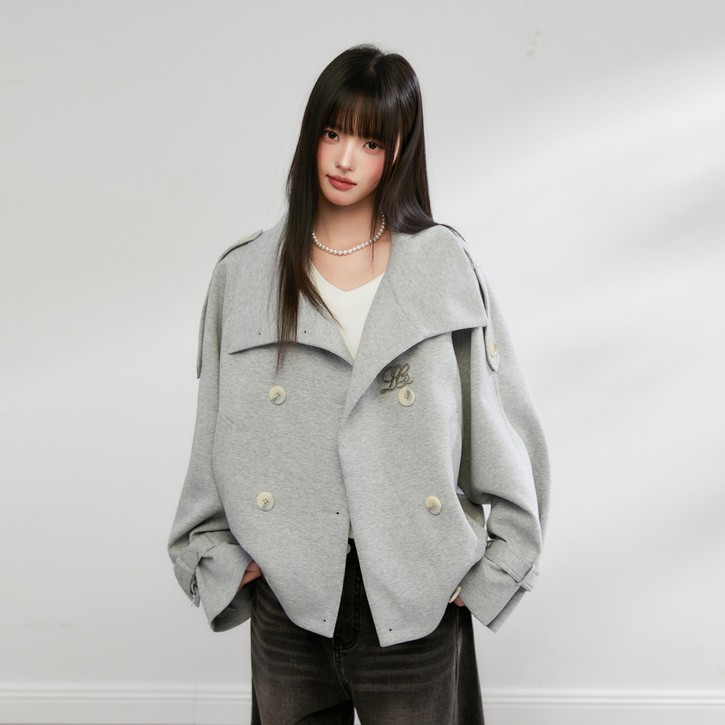 King Prince春季新款韩版廓形短款卫衣女双排扣翻领外套风衣夹克,女装/女士精品,短外套,淘宝优惠券,粉丝福利购,淘宝优惠卷