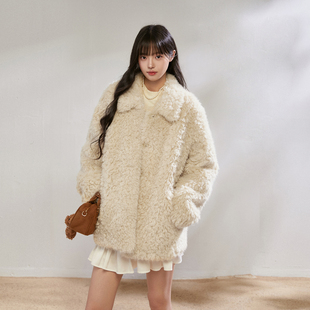 King 羊羔毛外套加厚保暖毛毛大衣 Prince高级复古皮毛一体中长款