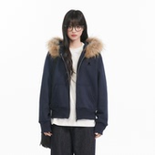 King Prince连帽可拆卸貉子毛领宽松韩系拉链卫衣显瘦开衫 外套潮