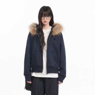 King 外套潮 Prince连帽可拆卸貉子毛领宽松韩系拉链卫衣显瘦开衫