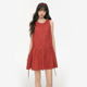 King Prince抽绳腰背心裙圆领娃娃裙女夏设计感宽松a字红色连衣裙