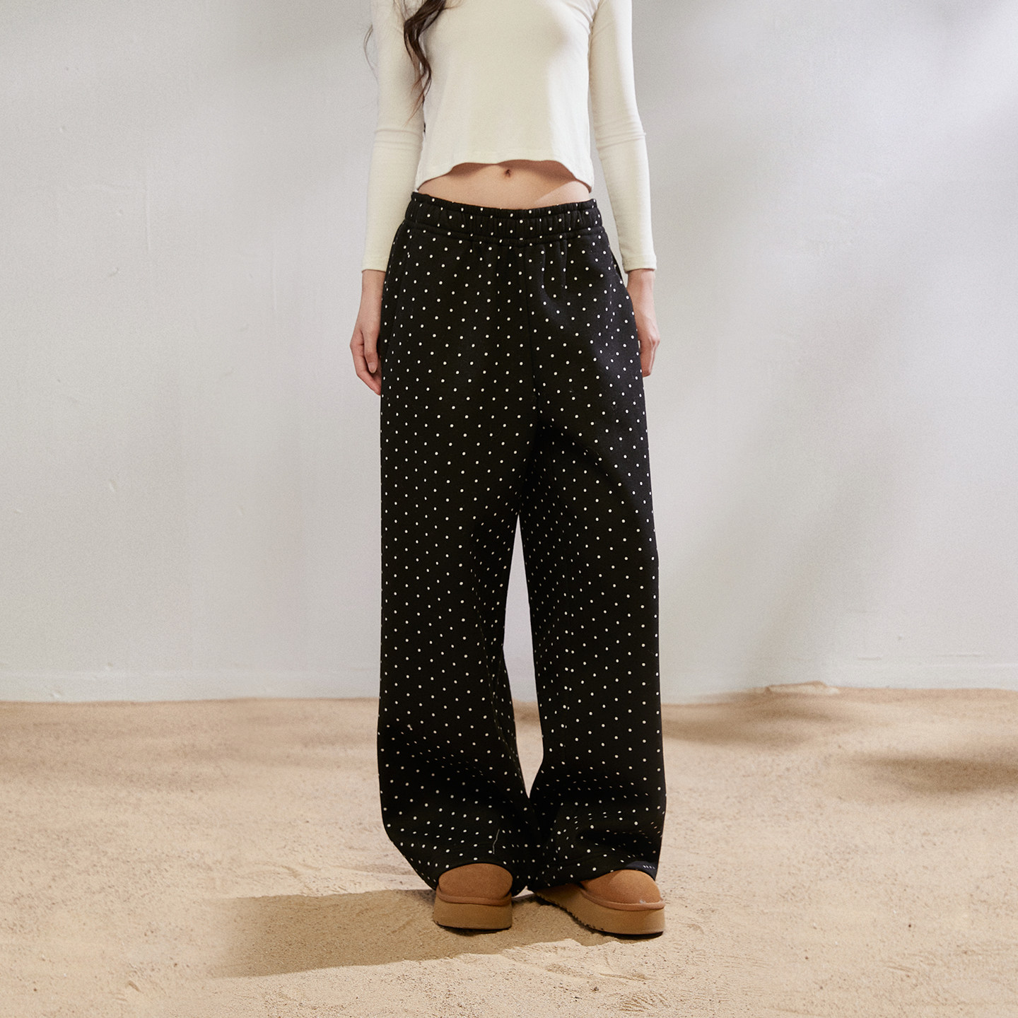 King Prince联名款韩系波点休闲裤女秋冬宽松休闲百搭阔腿裤长裤,女装/女士精品,休闲裤,淘宝优惠券,粉丝福利购,淘宝优惠卷