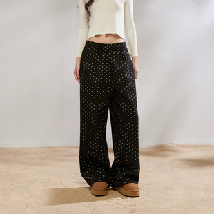 长裤 King 女秋冬宽松休闲百搭阔腿裤 韩系波点休闲裤 Prince联名款
