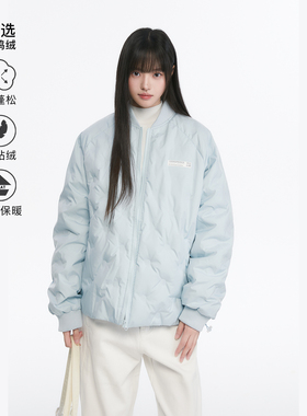 king Prince浅色压印棒球羽绒服国潮情侣冬季加厚保暖夹克上衣