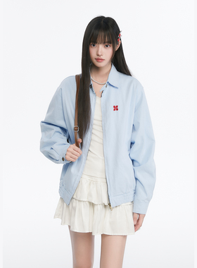 King Prince休闲百搭翻领衬衫夹克潮流秋季美式复古拉链情侣外套