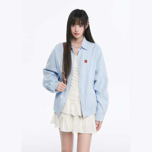 King Prince休闲百搭翻领衬衫夹克潮流秋季美式复古拉链情侣外套