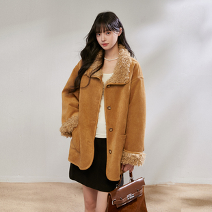 King 宽松加厚麂皮外套 Prince双面穿羊羔毛皮毛一体机车服女冬季