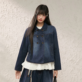 外套女春宽松显瘦上衣半身裙伞裙套装 King Prince娃娃领牛仔衬衫