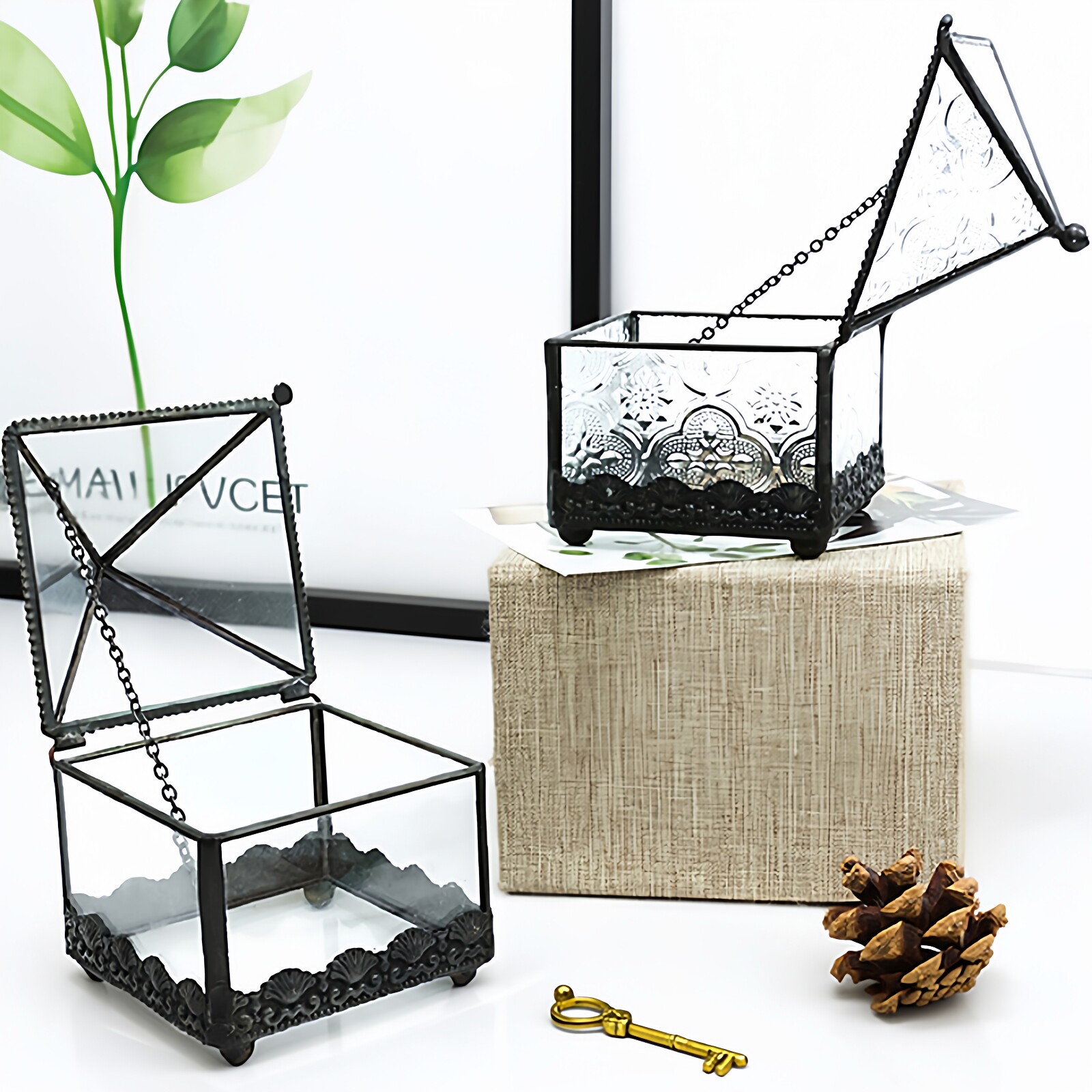 透明玻璃首饰盒收纳盒戒指盒服装店耳环戒指手表小饰品展示架装饰