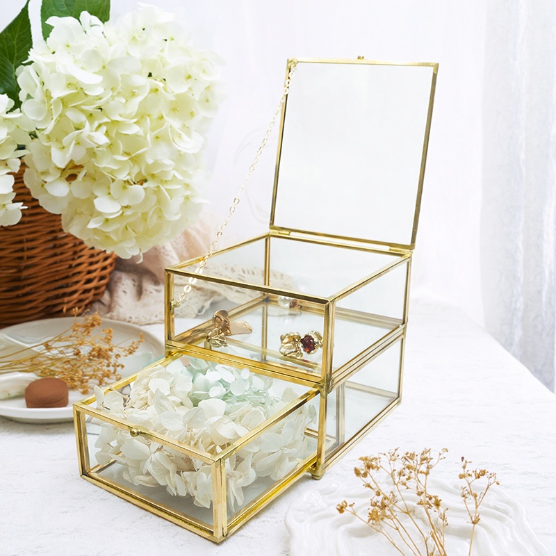 慧明通防尘玻璃整理置物架首饰盒