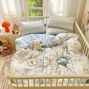 纯棉四件套法式 高级床品全棉印花小清新被套件 主卧室床品2026新款