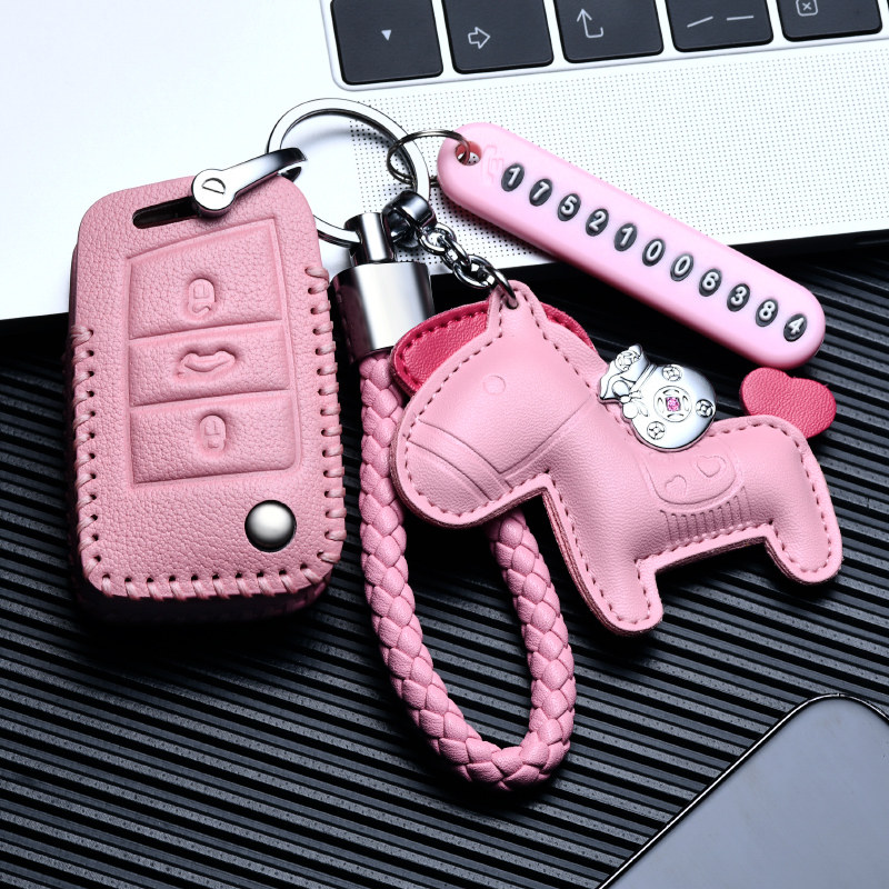 大众朗逸plus汽车钥匙套真皮2021款专用女21朗逸遥控钥匙包壳扣19