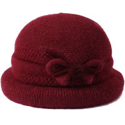 中老年人帽子女冬天保暖毛线帽