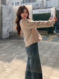 气质名媛彩虹小香风外套女春秋新款小个子法式高级感炸街短款夹克，女装短外套，2C187