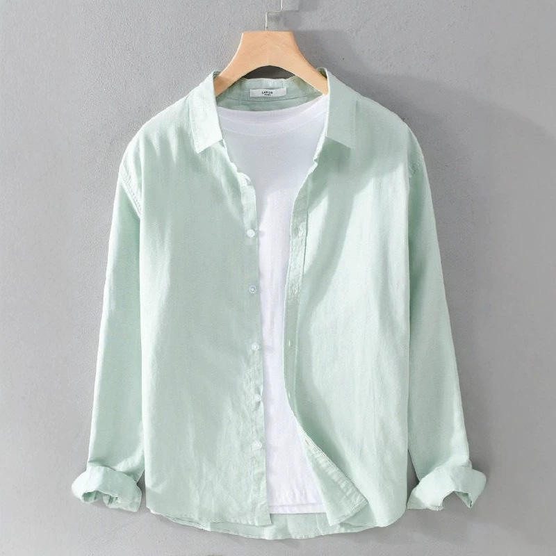 寸衫宽松春夏装棉麻料衬衣上衣服