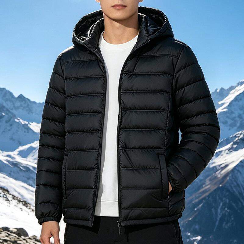 可拆卸连帽男士棉服冬季新款保暖棉衣商务休闲轻薄男式棉袄外套