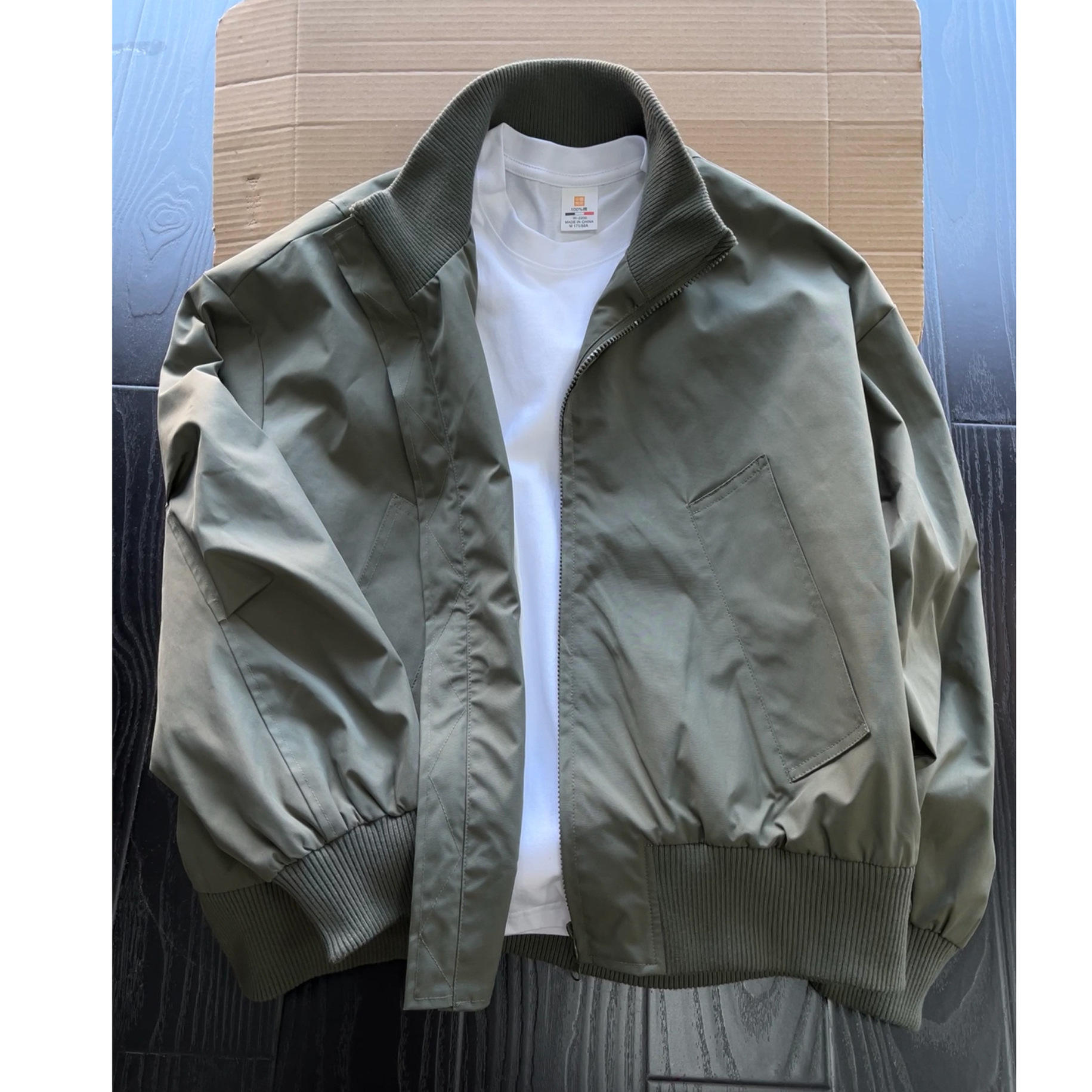 美式飞行员夹克外套男款春秋季廓形短款高街棒球服黑色军绿色灰色
