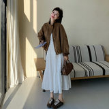 【现货26春新款】麂皮绒格子拼接短款外套9821-P145238，女装短外套，2B233