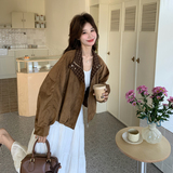 【现货26春新款】麂皮绒格子拼接短款外套9821-P145238，女装短外套，2B233