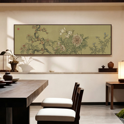 繁花似锦新中式民宿挂画茶室装饰画宋代美学禅意空间布置花卉国画