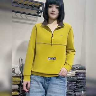 体恤百搭休闲女上衣 长袖 李明服饰916拉链立领卫衣2025春秋季 新款