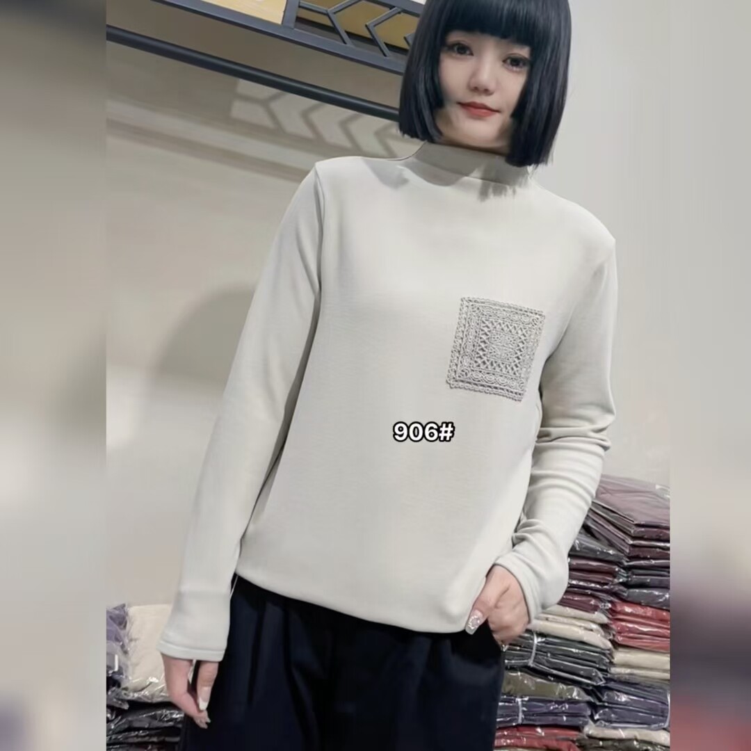 李明服饰906秋冬款女士打底衫纯色时尚气质内搭慕斯羊绒加厚打底