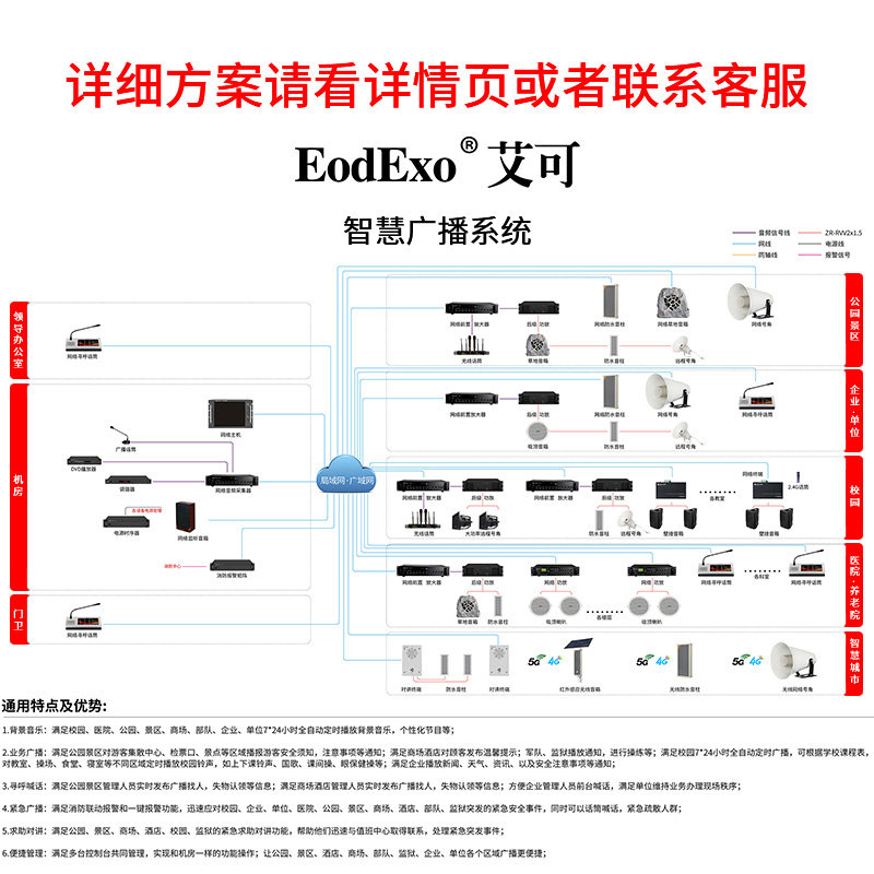 网络ip音响系统智慧城市公园学校小区公共广播系统解决方案