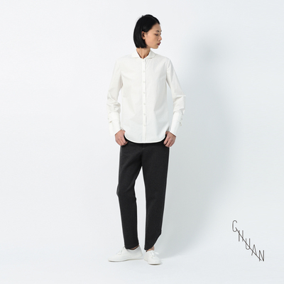 CHUAN休闲自然腰直筒裤