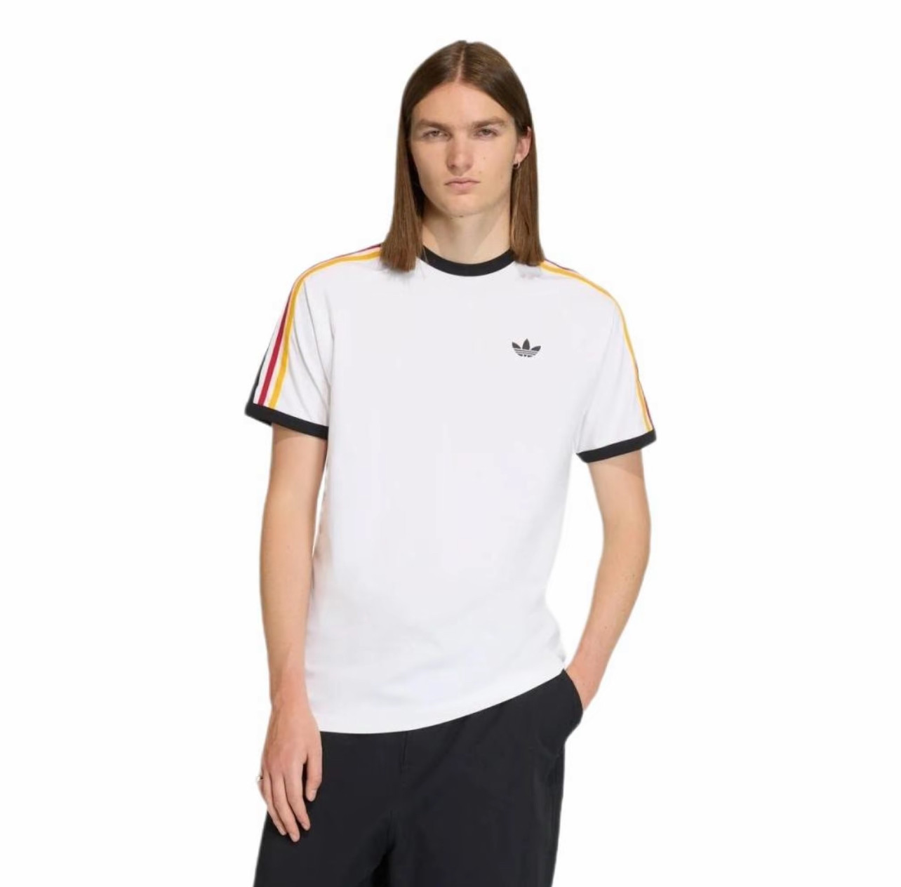adidas Originals/三叶草童装 圆领条纹透气短袖T恤湖南cw仓