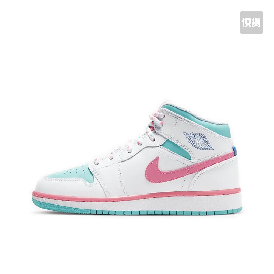 Air Jordan 1 板鞋 运动休闲鞋 粉红/蒂芙尼蓝555112-102山东ls仓