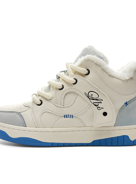 LAZYBONS 2023秋冬新款情侣板鞋小众加绒中帮百搭运动休闲鞋