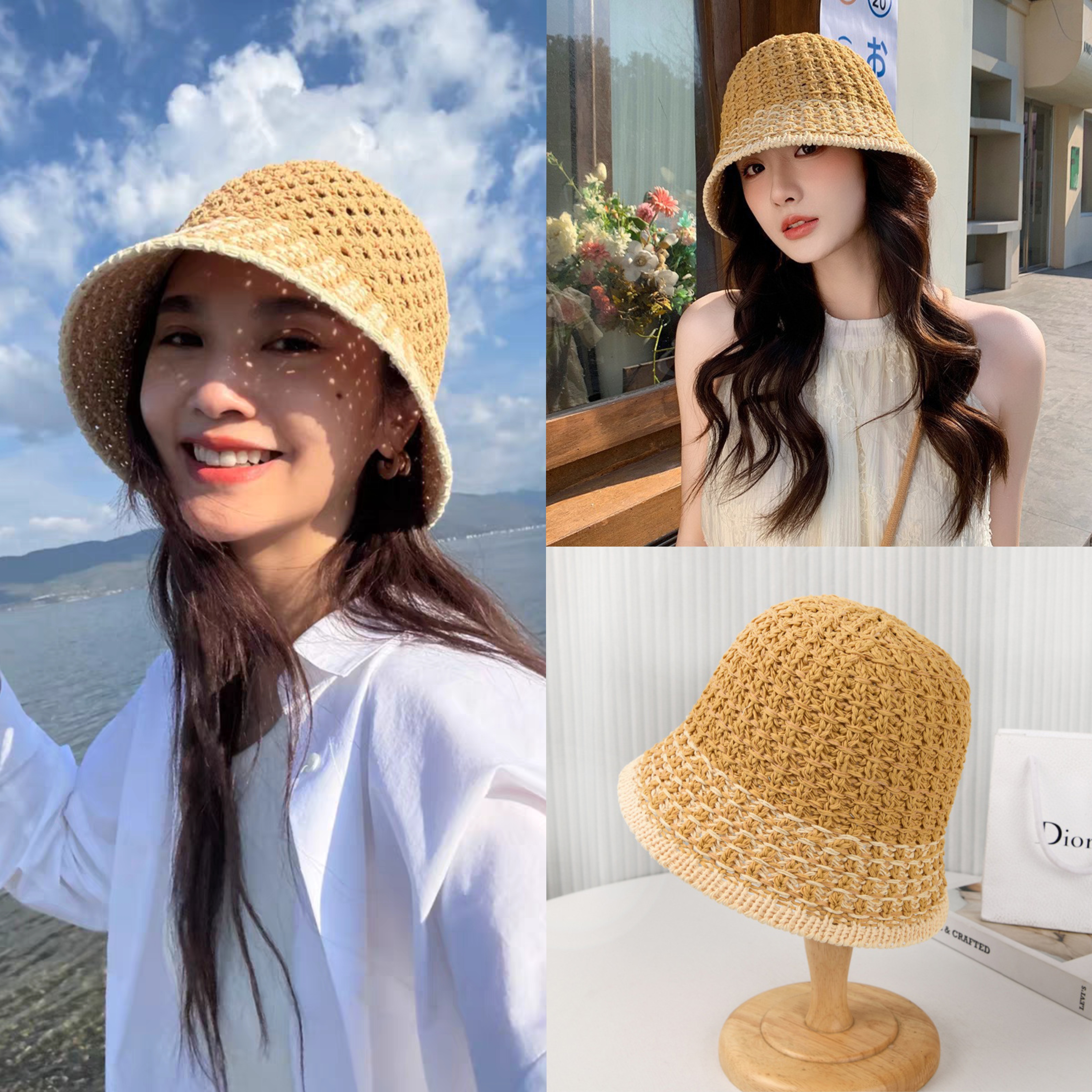 杨丞琳同款帽子女款韩版遮脸水桶帽春夏镂空透气显脸小百搭渔夫帽