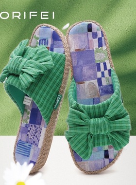 家丽芙2025亚麻女士四季可穿春夏防滑拖鞋厚底麻布凉拖鞋32861