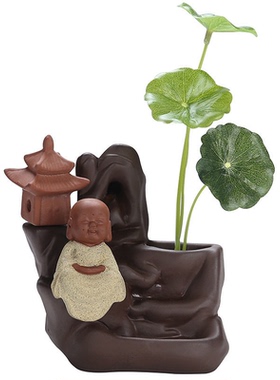 倒流香小如来家居办公桌陶瓷摆件水培花器装饰品回流香薰炉倒流